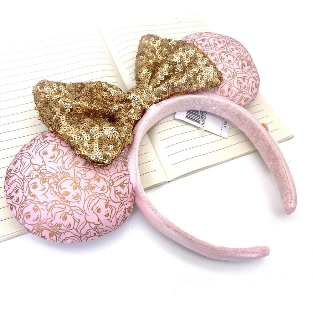 2⚡️'s/$55~Disney Parks Princess Rose/Golden Sequin Bow Headband NWT~One Size - Picture 3 of 11